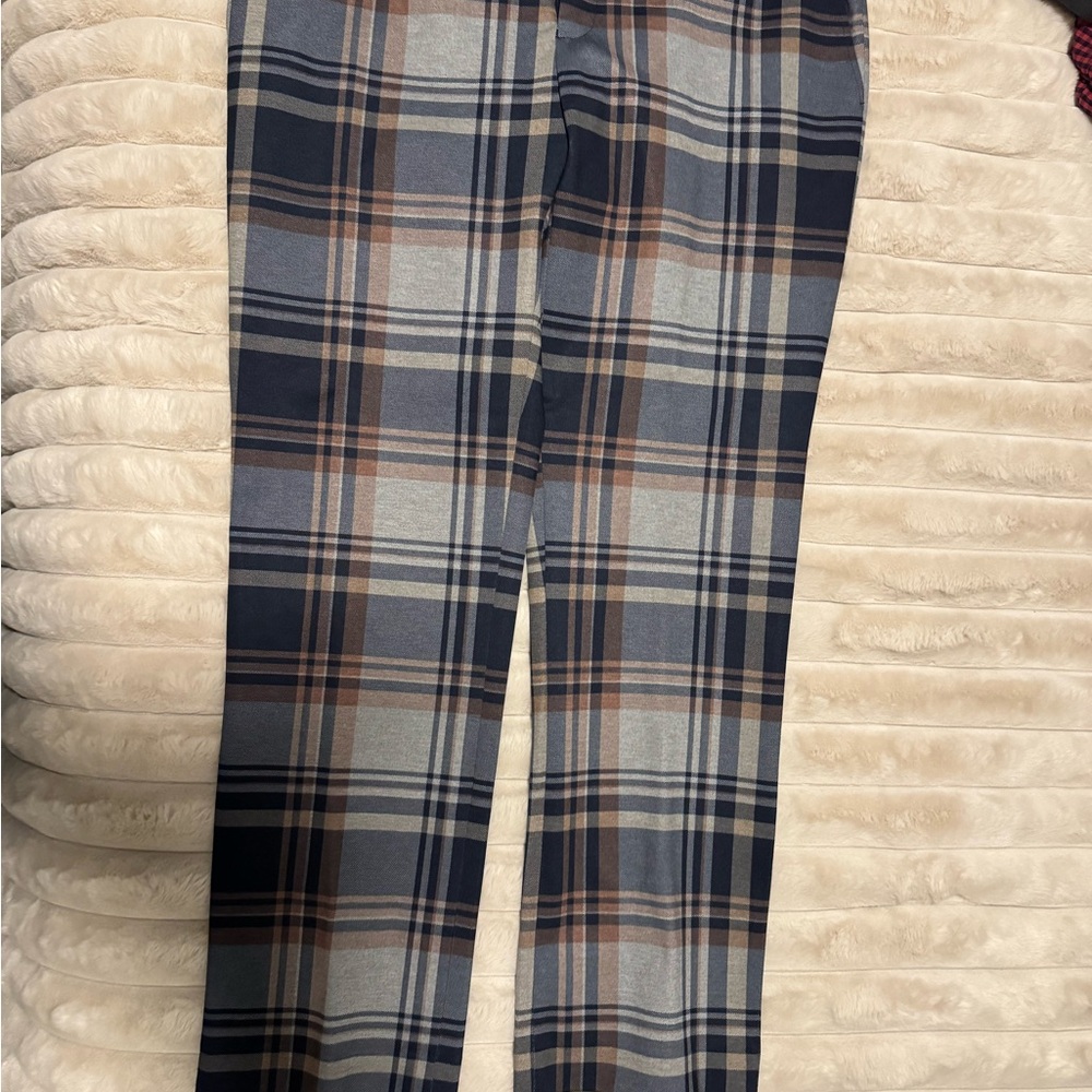 Paisley and Gray Men's Plaid Pants - Blue, Gray and Brown